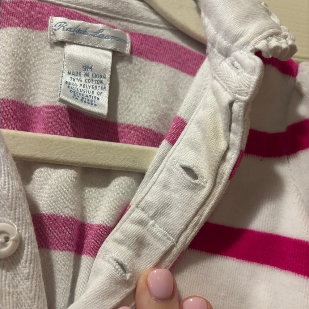 Ralph Lauren Pink and White Striped Footie